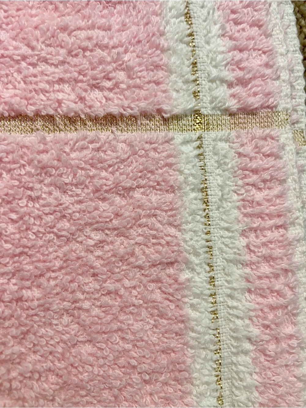 Vintage Pink White and Gold Hand Towel and Wash Cloth Set by Cannon